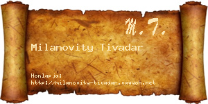 Milanovity Tivadar névjegykártya